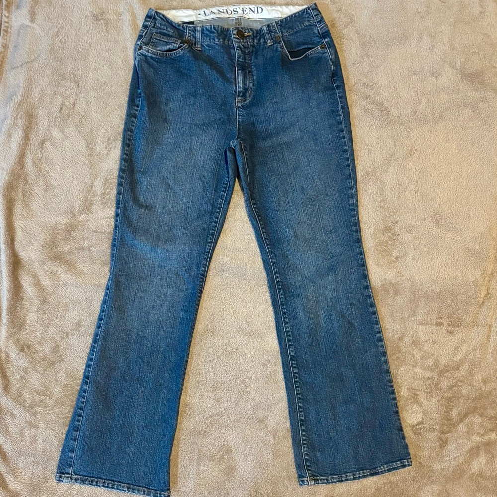 Lands' End Women's Dark Blue Flare Jeans